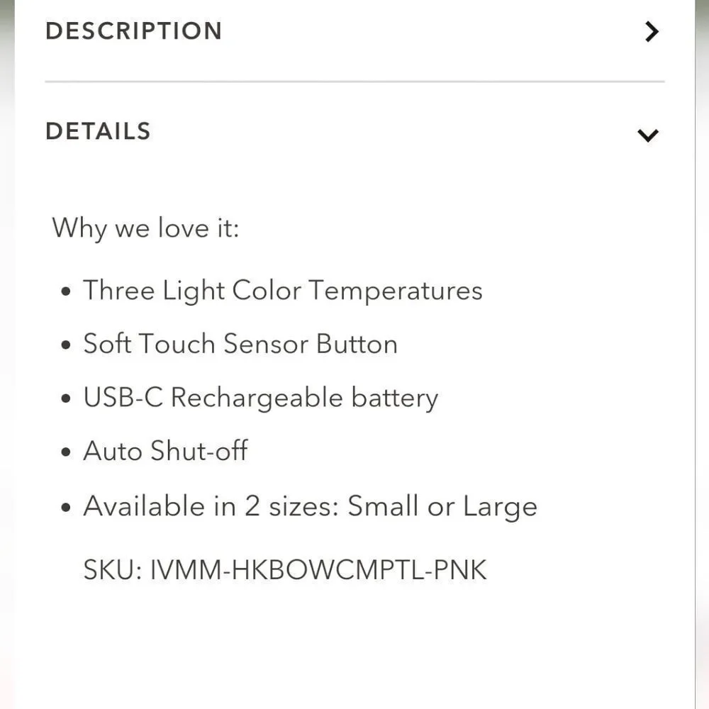 Impressions X Hello Kitty Bow LED Compact Mirror- Small